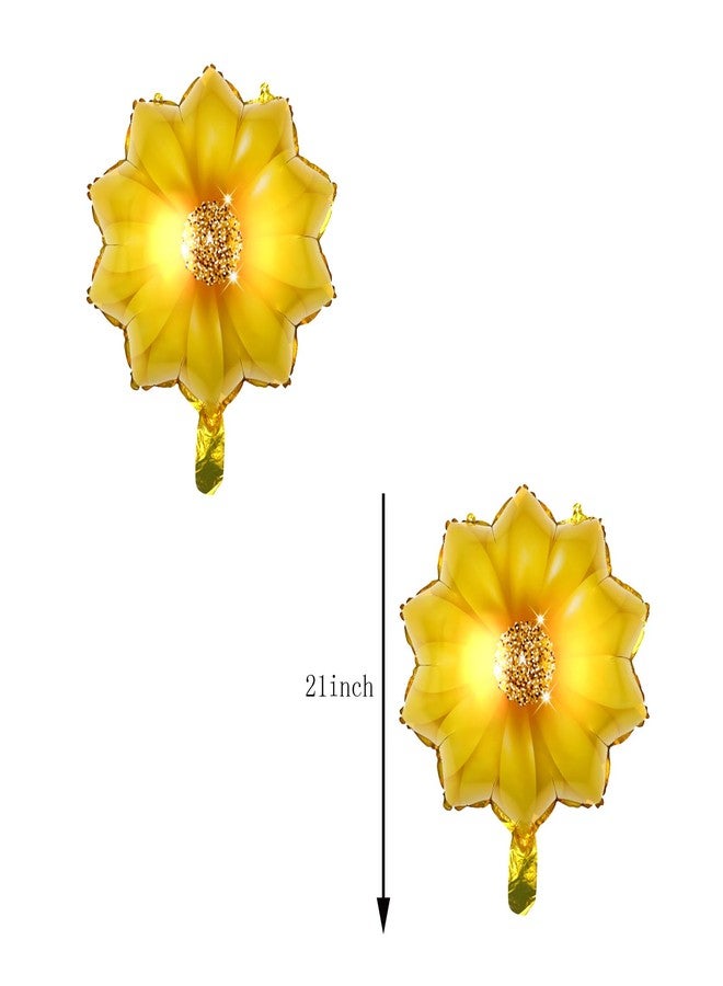 CSTYWC 9PCS Yellow Sunflower Birthday Balloons Set Aluminum Foil Sunflower Shaped Mylar Balloons Gold Latex Balloonfor Sunflower Themed Party Wedding Decoration - Image 3